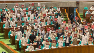 রাষ্ট্রপতির ভাষণের সময় সংসদে হট্টগোল, প্ল্যাকার্ড হাতে বিরোধী দল